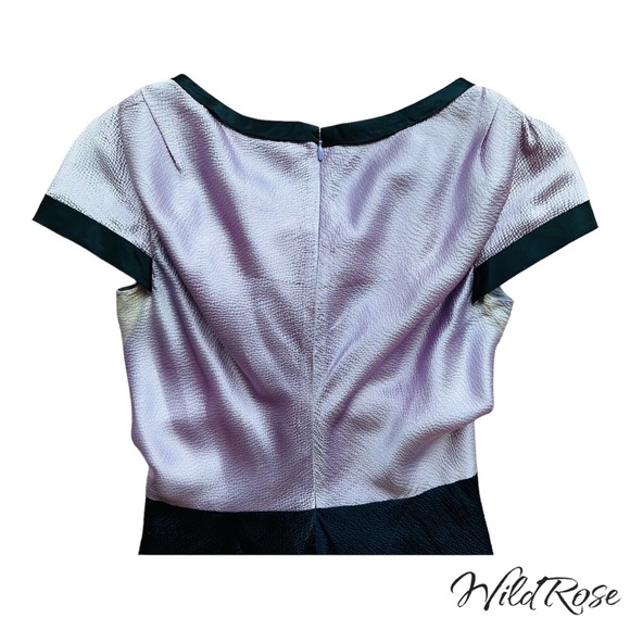 ZAC POSEN MARILYN DRESS - Lilac & Navy Blue Collared Fringe Silk Dress SZ 2 - Picture 10 of 17